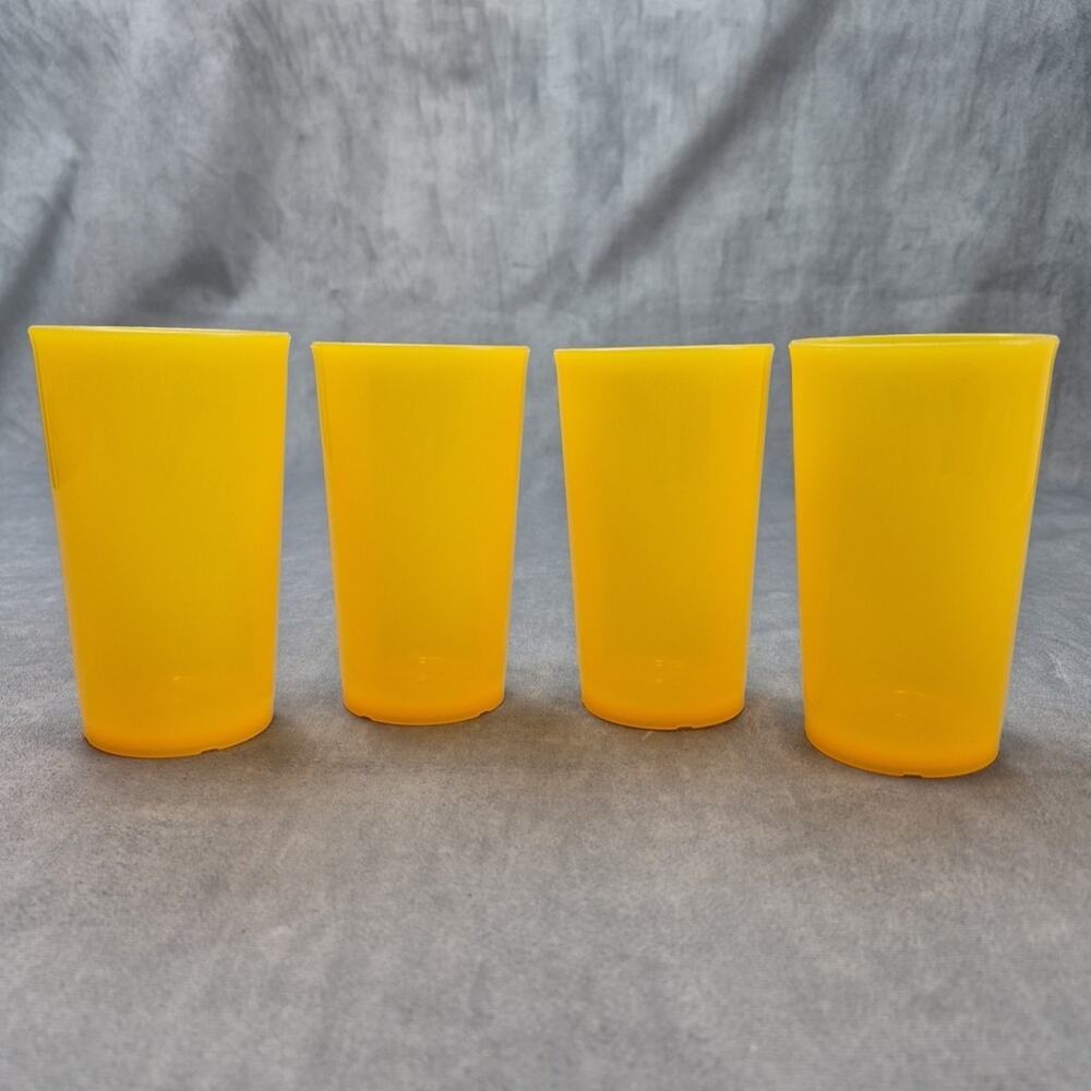 Vintage Tupperware Sheer Yellow Tumbler Cups 6170B 330ml Set of 4